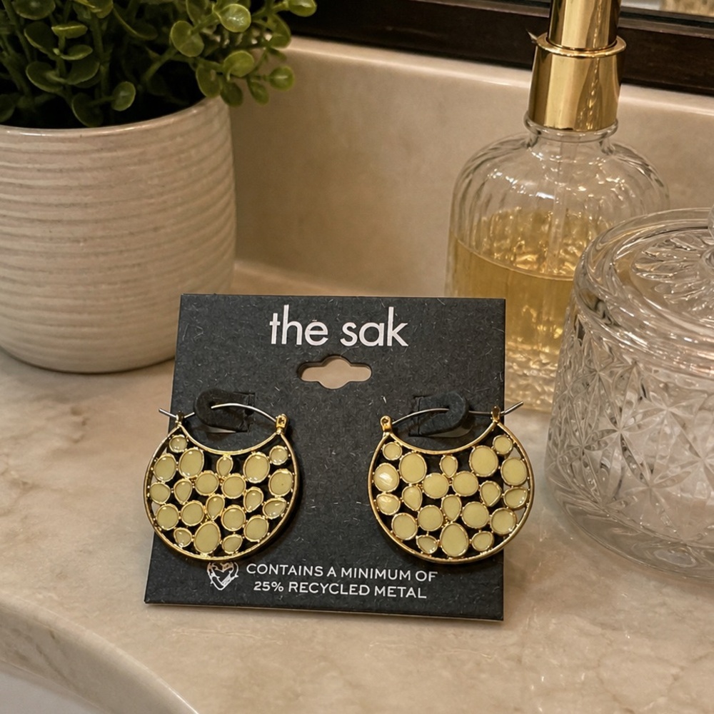 The Sak Cream and Gold Hoop Earrings (BR333/5)